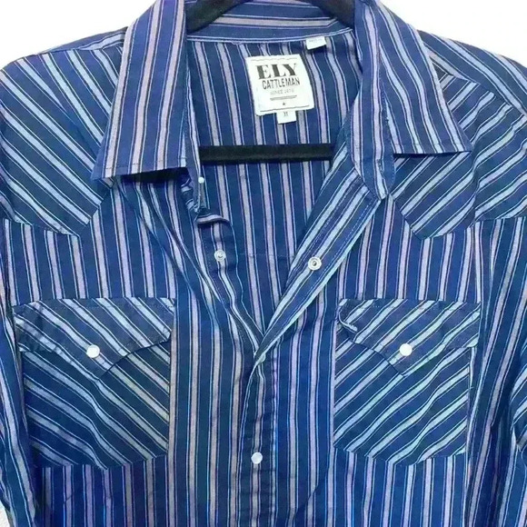 Vintage Pearl Snap Ely Cattleman sz XL western cowboy rodeo cowgirl 90s stripe - Picture 5 of 7